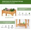 8 Grids Wood Elevated Garden Planter Box Kit with Liner and Shelf