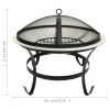 2-in-1 Fire Pit and BBQ with Poker 22"x22"x19.3" Stainless Steel