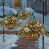 Artificial Christmas Hanging Basket Garland with White LED Light Red Berries