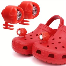 2pcs LED Rechargeable Headlights For Crocs, Waterproof And Long-Lasting ABS Light For Outdoor Camping For Kids & Adults (Color: 2pcs Red)