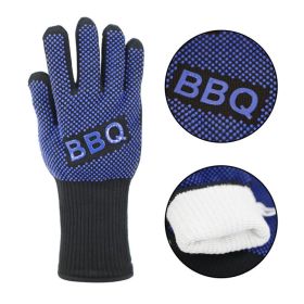 Seamless Outdoors Non- Slip BBQ Grill Gloves (Color: Blue)