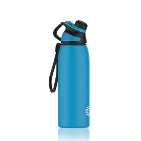 32oz/ Leakproof Free Drinking Water Bottle with Spout Lid for;  Stainless Steel Sports Water Bottle for Fitness;  Gym and Outdoor Sports;  white/green (Color: Blue, size: 21oz)