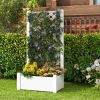 Outdoor Planter Box Self-Watering Raised Garden Bed Trellis with Water Level Indicator