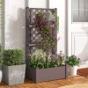 Outdoor Planter Box Self-Watering Raised Garden Bed Trellis with Water Level Indicator